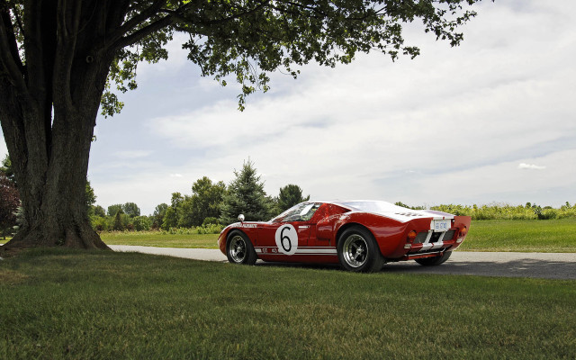 Red sports car tree grass free wallpaper - medium preview image