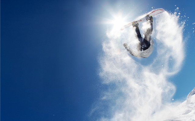 Snowboard jump sky sun stars free wallpaper - medium preview image