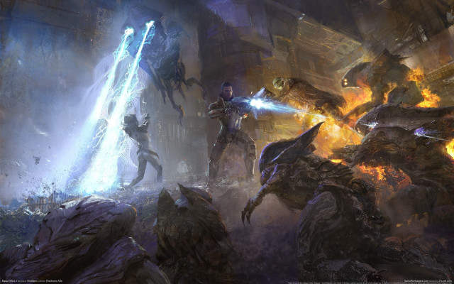 Sci fi battle embers flame free wallpaper - medium preview image