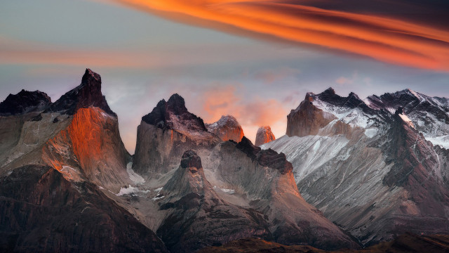 Mountain range sunset clouds matte free wallpaper - medium preview image