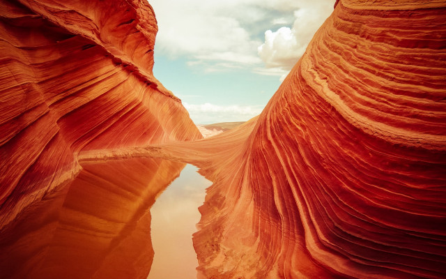 Narrow river canyon desert cloudy free wallpaper - medium preview image