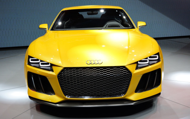 Yellow sports car showroom large free wallpaper - medium preview image