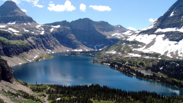 Mountain lake snowy mountains forests #2 free wallpaper - medium preview image