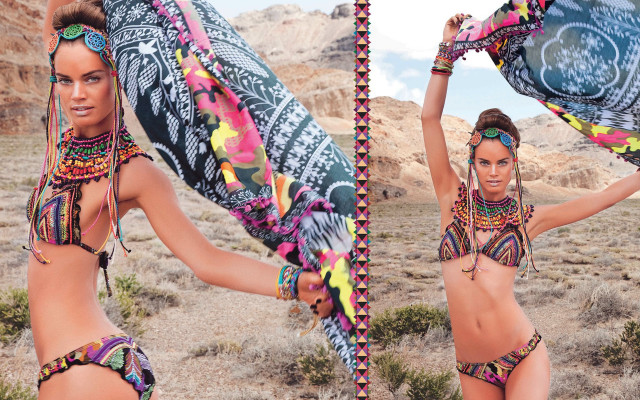 Desert kitsch summer vibrant bikini free wallpaper - medium preview image