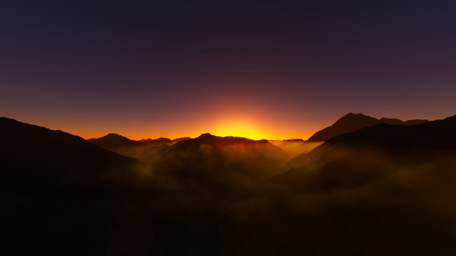 Sunset mountains bright sun clouds free wallpaper - medium preview image
