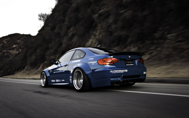 Blue car mountain road 3d free wallpaper - medium preview image