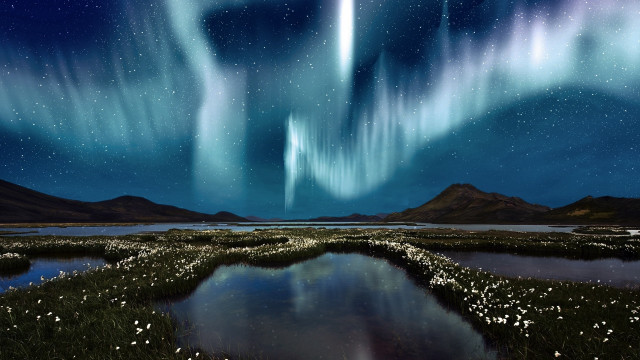 Lake sky stars space art free wallpaper - medium preview image