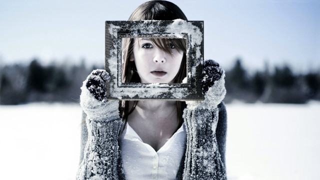 Woman snowy portrait hood fur free wallpaper - medium preview image