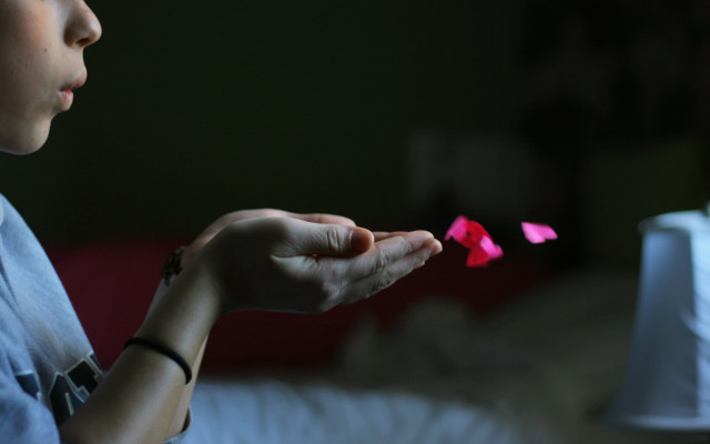 Woman pinkflower pinkbutterfly darkroom fiona free wallpaper - medium preview image