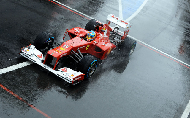 Red racecar wettrack rain pilot free wallpaper - medium preview image
