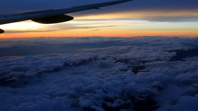 Clouds plane wing sunset dawn free wallpaper - medium preview image