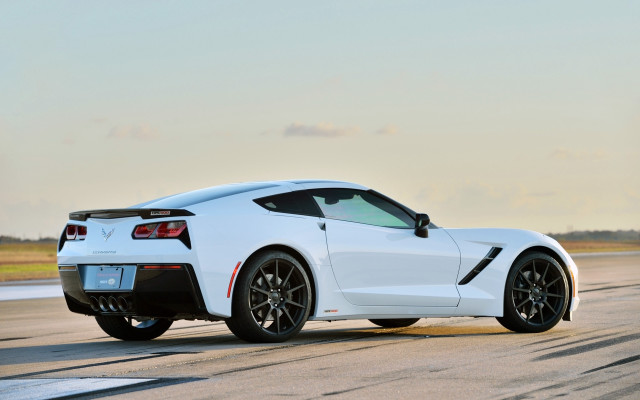 White corvette runway sunset sideprofile free wallpaper - medium preview image