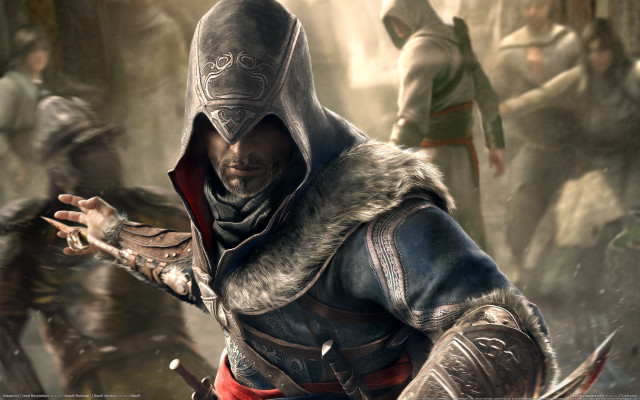 Forest hooded sword man blurry free wallpaper - medium preview image