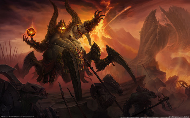 Demonic creature glowing orb flames free wallpaper - medium preview image