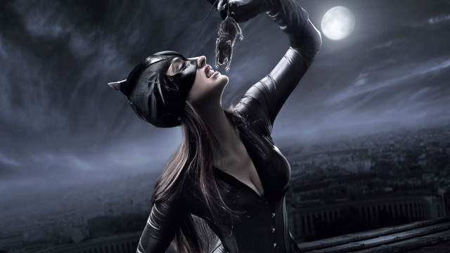 Woman cat suit bat moon free wallpaper for desktop - medium preview image