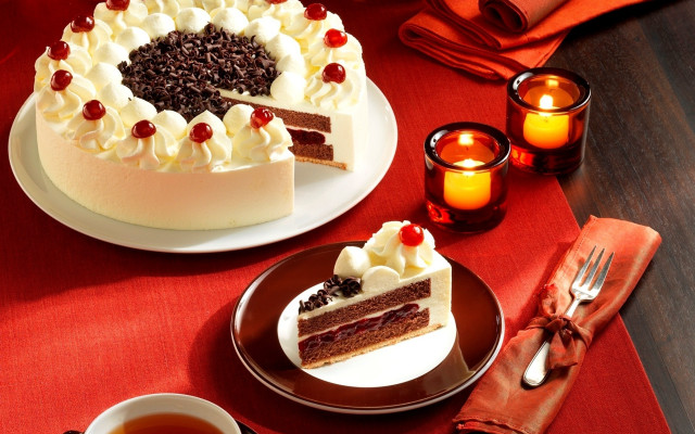Pastel rococo cake slice tea free wallpaper - medium preview image