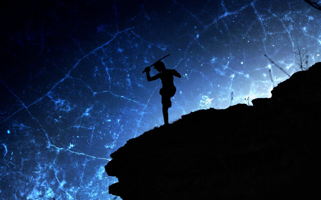 Silhouette hill starry sky moon free wallpaper - medium preview image