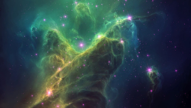 Star cluster green blue aurora free wallpaper - medium preview image
