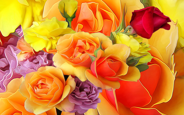 Colorful flower bouquet orange yellow free wallpaper - medium preview image