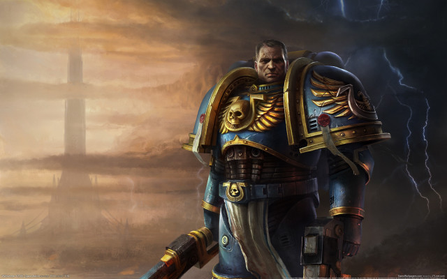 Stormy armor man lightning shield free wallpaper - medium preview image