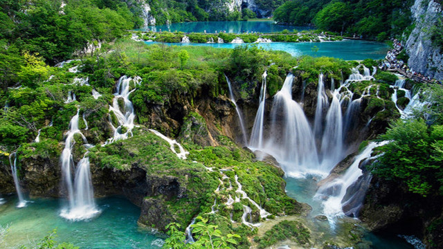 Waterfall river trees background nature free wallpaper - medium preview image