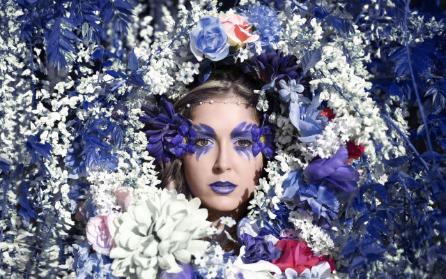 Blue makeup flower fashion photorealistic #2 free wallpaper - medium preview image