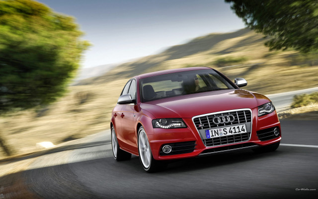 Red car forest hills photorealism free wallpaper - medium preview image