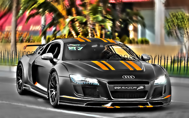 Car yellow stripe street palm free wallpaper - medium preview image