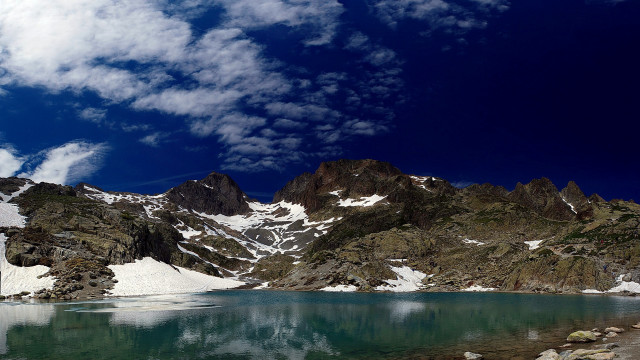 Mountain lake clouds nature reflection free wallpaper - medium preview image