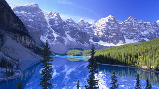 Mountain lake forest snowy sky #2 free wallpaper - medium preview image