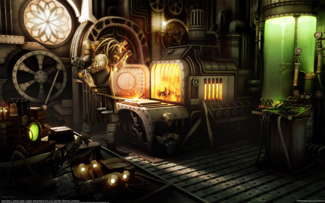 Fantasy steampunk clock tower gear free wallpaper - medium preview image
