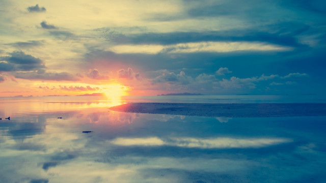 Sunset sky clouds water ducks #2 free wallpaper - medium preview image