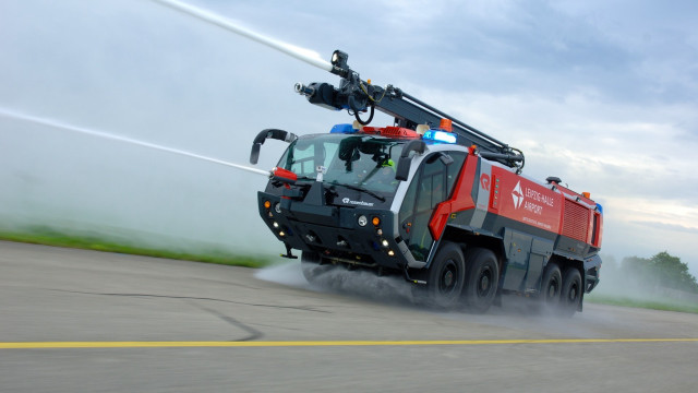 Fire truck water road tilt free wallpaper - medium preview image