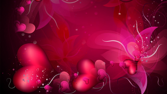 Red hearts swirls abstract glowing free wallpaper - medium preview image