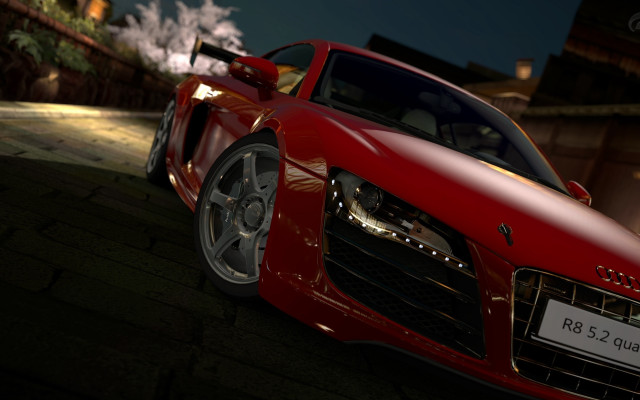 Red sports car night smoke free wallpaper - medium preview image