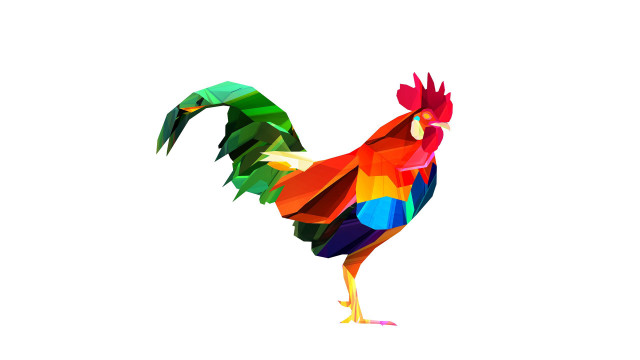Colorful rooster folk art vector free wallpaper - medium preview image