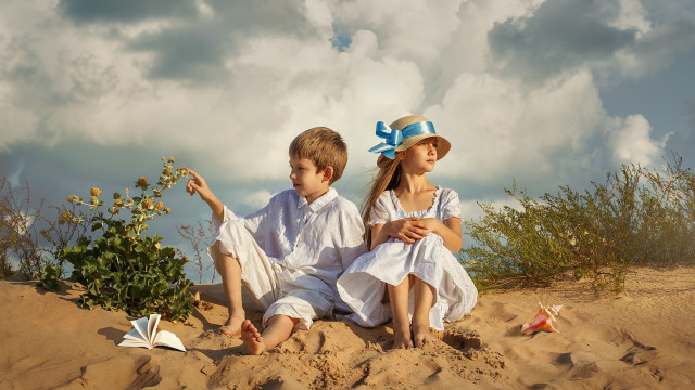 Boy girl beach book magic #2 free wallpaper - medium preview image