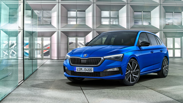Blue car building glass clock free wallpaper - medium preview image