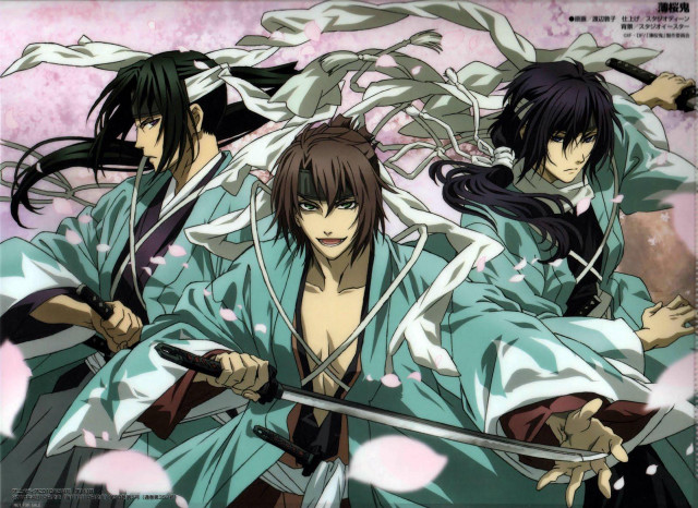 Kimono swords cherryblossoms shinsengumi hakama free wallpaper - medium preview image