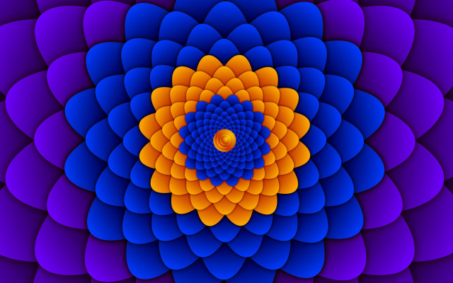 Flower geometric mandelbrot orange blue free wallpaper - medium preview image