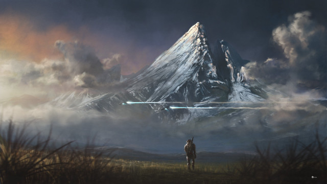 Man mountain sky clouds plane free wallpaper - medium preview image