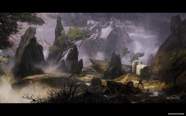 Mountain scene man rain foreground free wallpaper - medium preview image