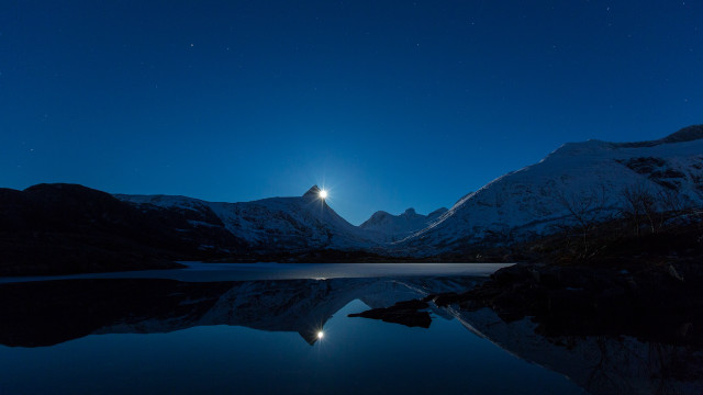 Full moon mountain lake night #7 free wallpaper - medium preview image