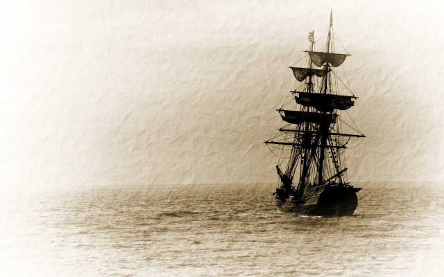 Black white ship ocean sky free wallpaper - medium preview image