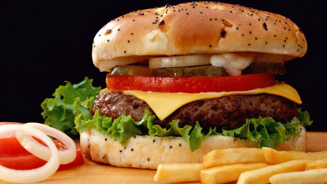 Hamburger cheese lettuce tomato onion #2 free wallpaper - medium preview image