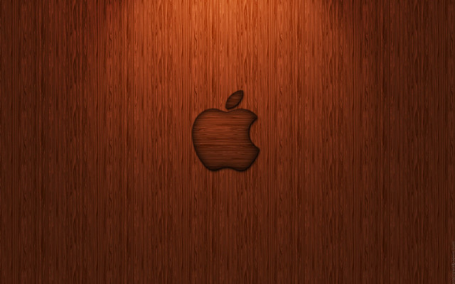 Wooden wall apple logo side free wallpaper - medium preview image