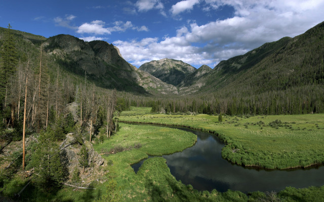 River forest mountains cloudy sky #4 free wallpaper - medium preview image
