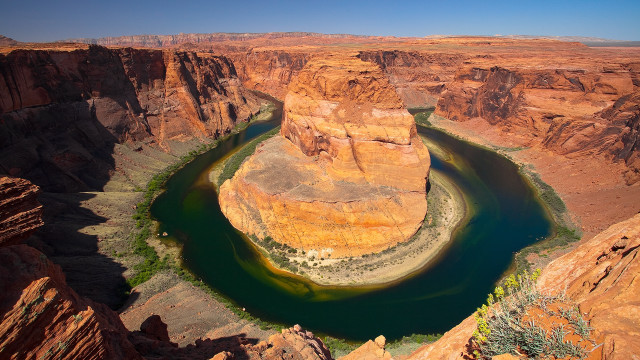 Desert canyon river mountains cliffs free wallpaper - medium preview image