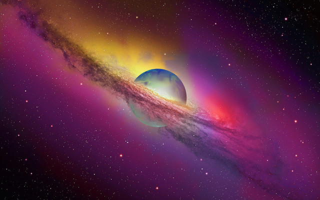 Space aurora moonfire fireworks planet free wallpaper - medium preview image
