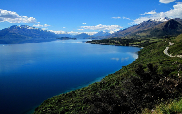 Scenic lake mountains blue sky free wallpaper - medium preview image
